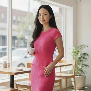 Lilly Pulitzer Vibrant Pink Straight Dress Cap Sleeves Size Medium